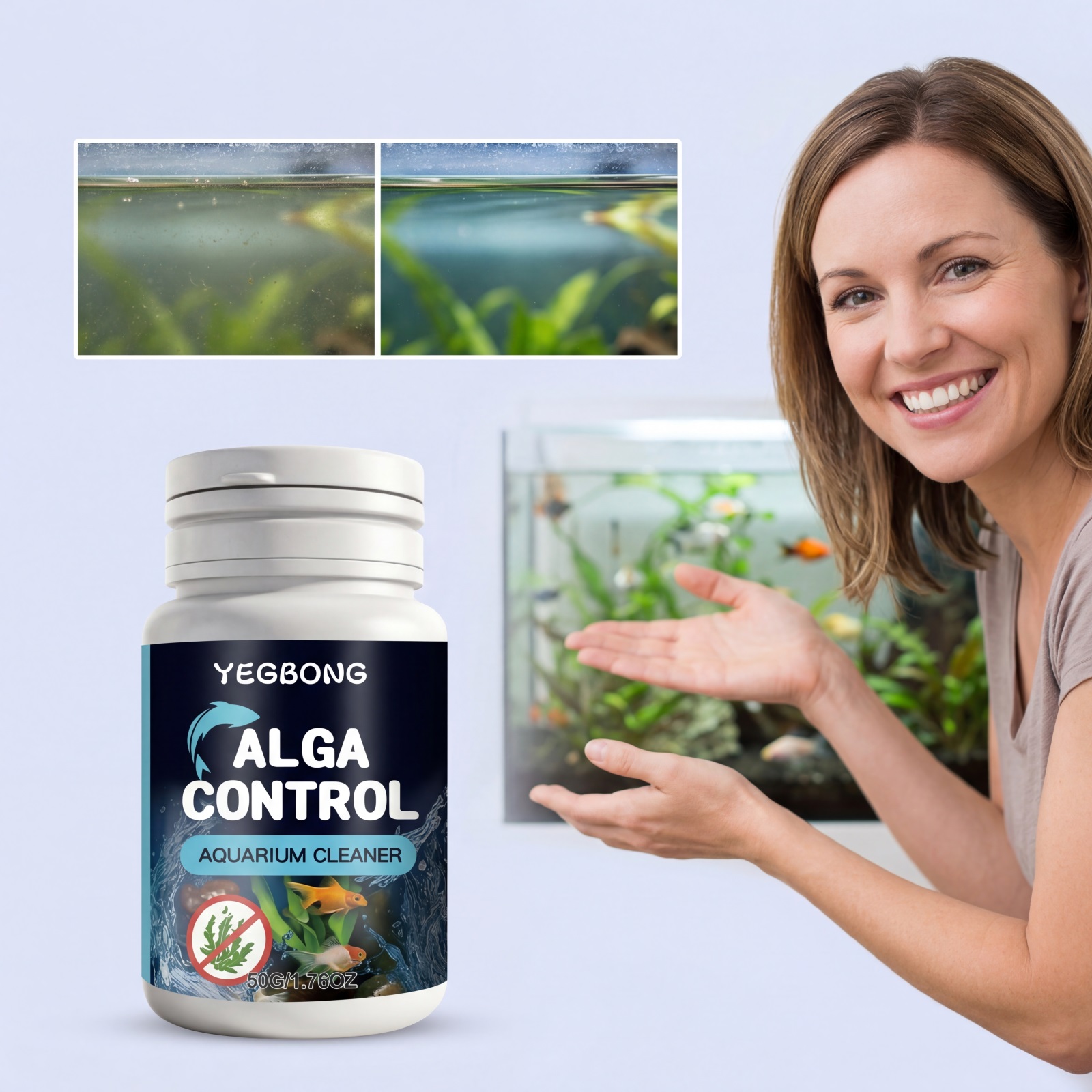 مسحوق تنظيف أحواض السمك 50 جرا - مراجعة Planted Aquarium Algae Control وسعره