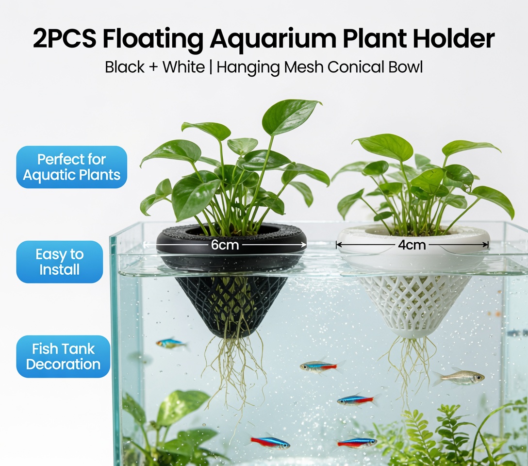 قطعتان من حامل النباتات العائم - مراجعة Aquarium Plant Holder وسعره